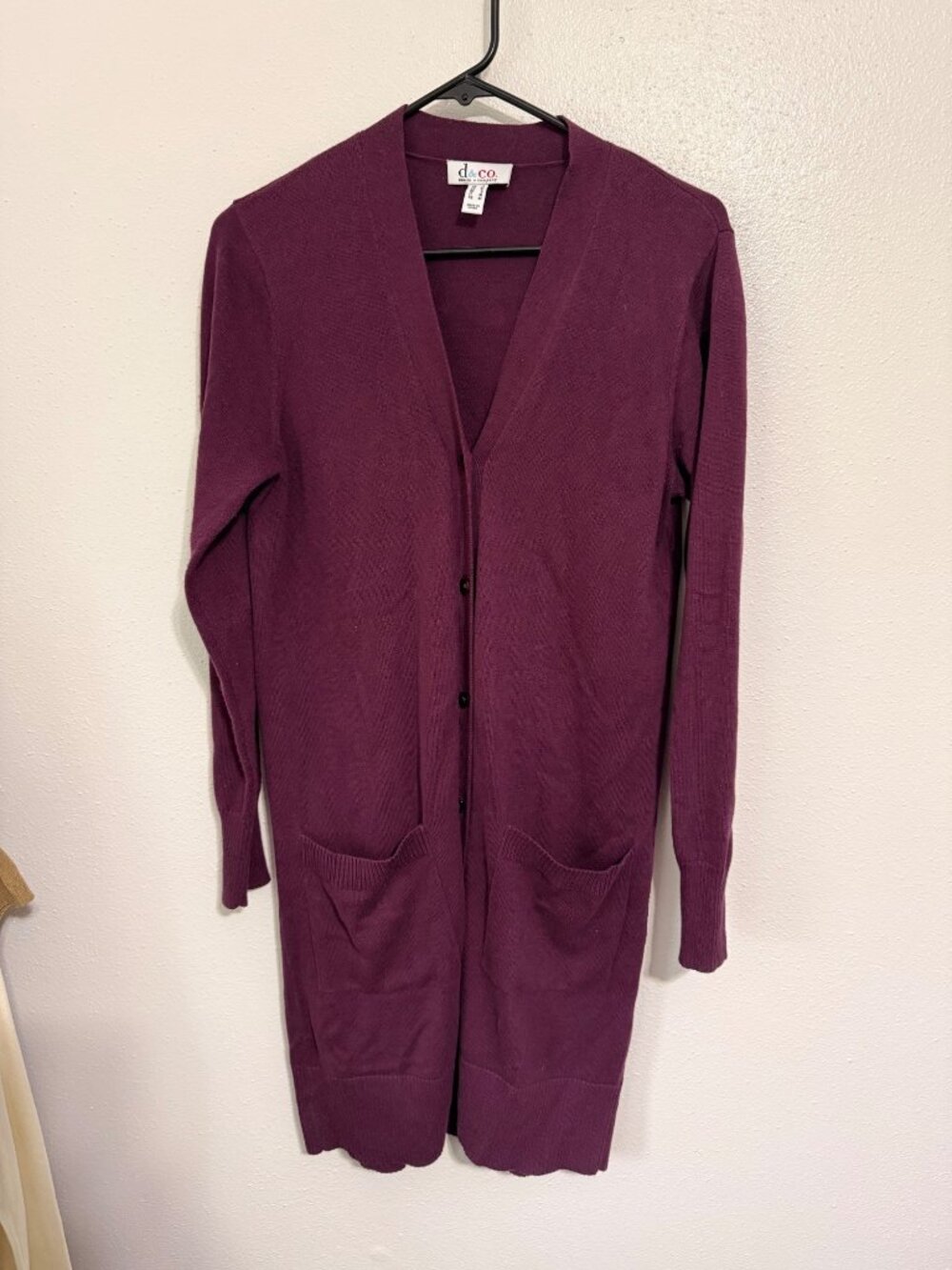 Denim & Co Cardigan Plum Purple Long Sweater Womans S